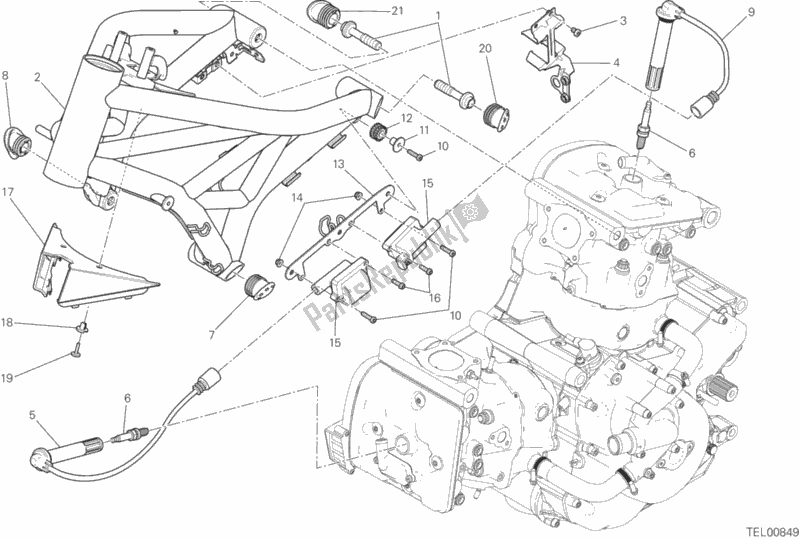 All parts for the Frame of the Ducati Monster 821 Dark USA 2015